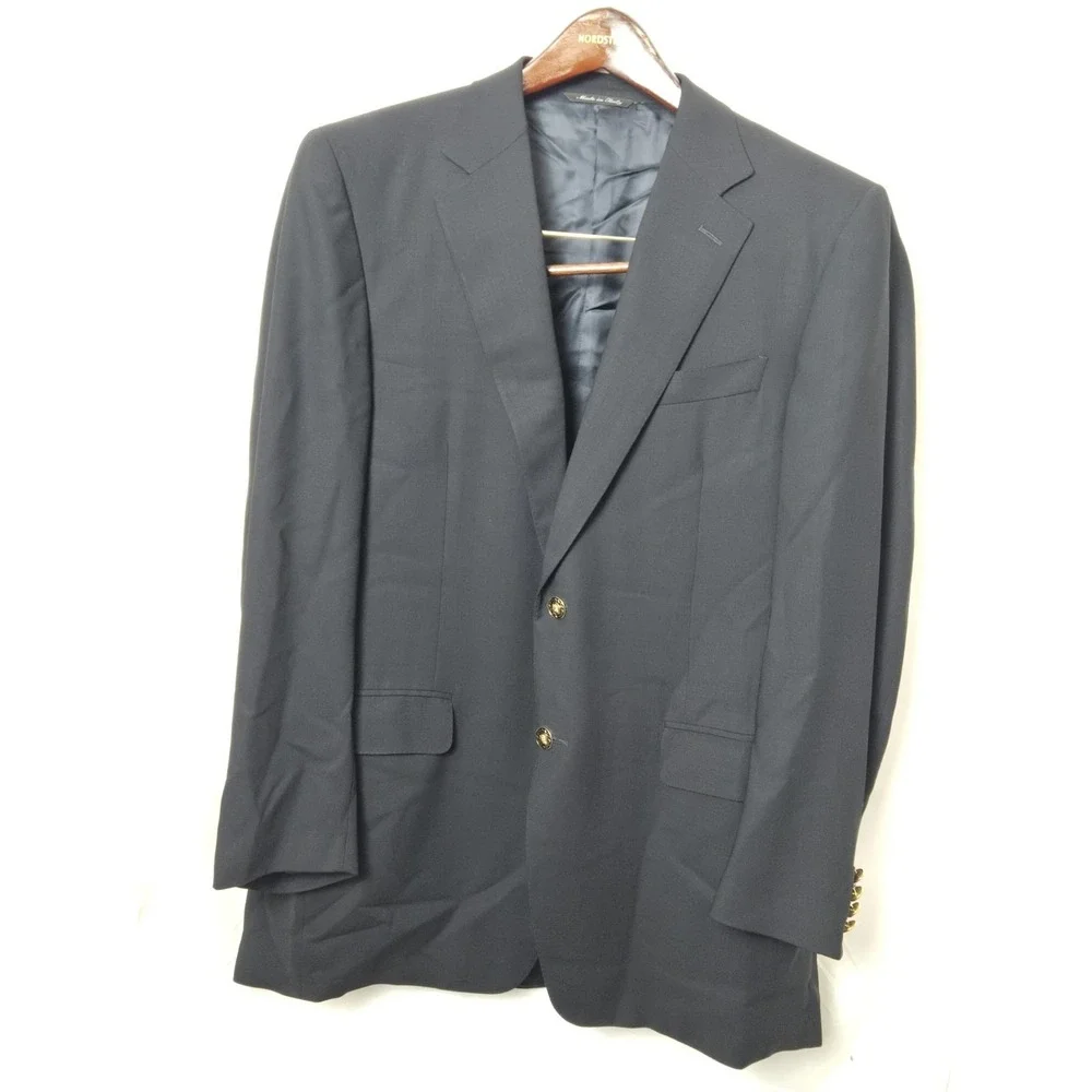Canali Italy Woolmark Pura Lana Vergine‎ 54 mens blue suit jacket gold button